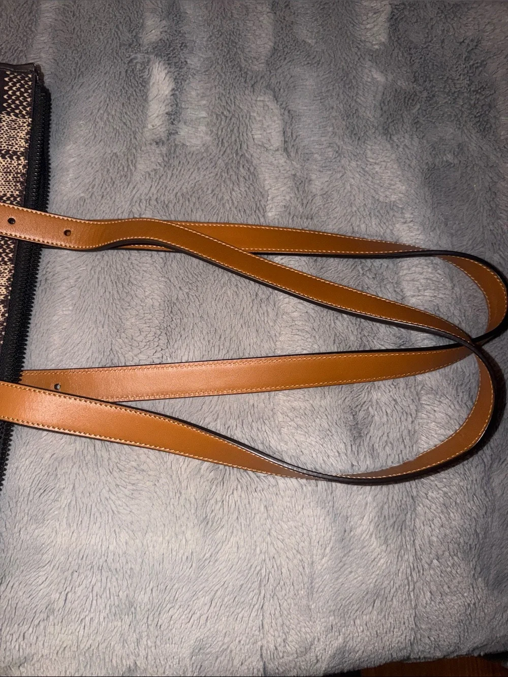 Preloved Fendi Plaid luggage/tote with Yellow Logo and Tan Straps